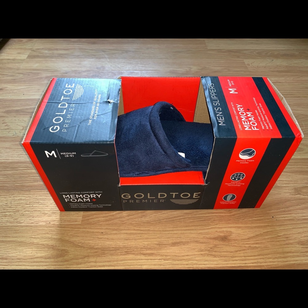 New GoldToe Memeory Foam Slippers Navy Mens 8-9